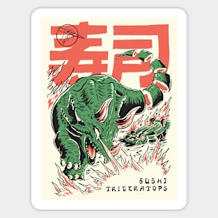 Sushi Triceratops // Vintage Japanese Style Illustration Dinosaur Sticker